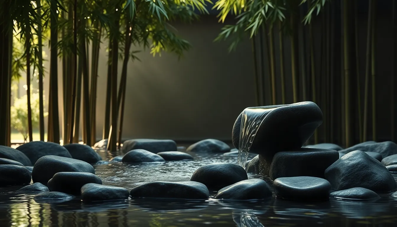 현관에 초록 식물과 깔끔한 거울이 있는 모습